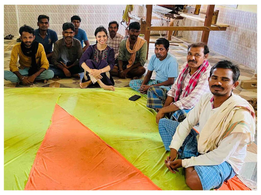 Richa with weavers