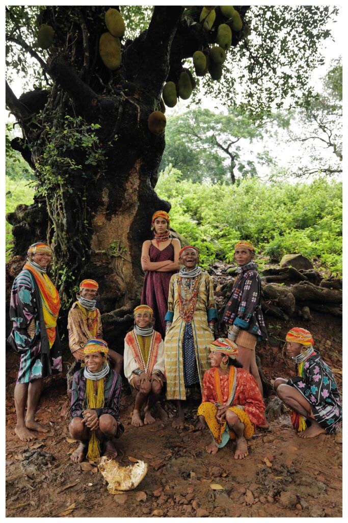 ‘Under the jackfruit tree’: Varsha and women from the Bonda community wearing Boito